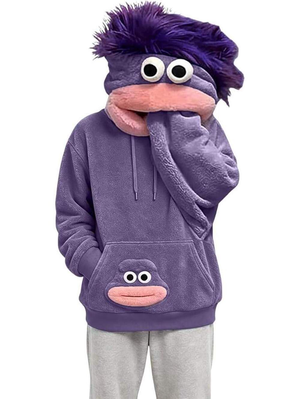 Big Mouth Monster Sweatshirts Oversized Hoodies Women Purple XL New Unopened